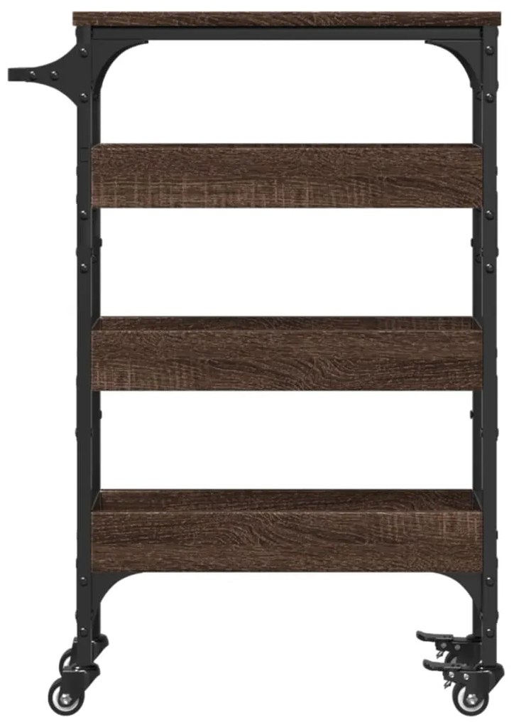 vidaXL Τρόλεϊ Κουζίνας Καφέ Δρυς 53x20x76 εκ. από Επεξεργασμένο Ξύλο