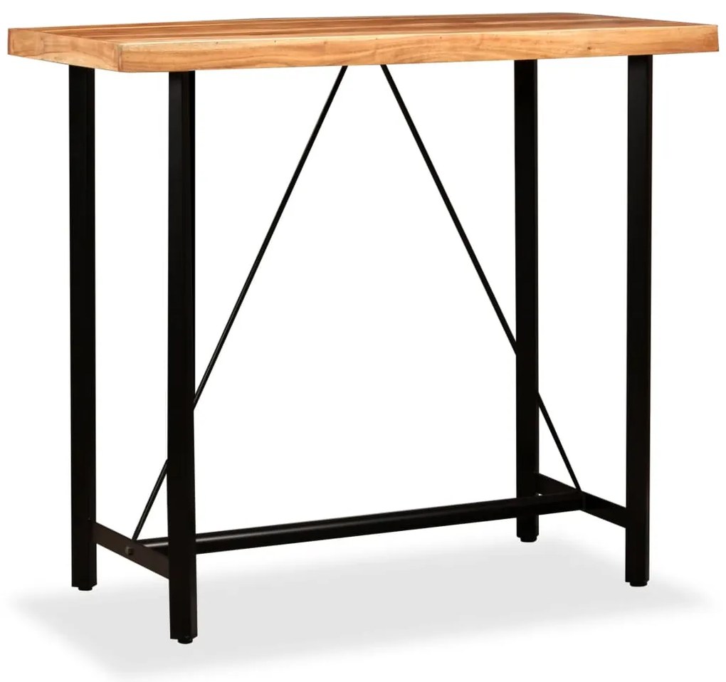 vidaXL Σετ Επίπλων Μπαρ 5 τεμ. Ξύλο Ακακίας/Γνήσιο Δέρμα/Καραβόπανο