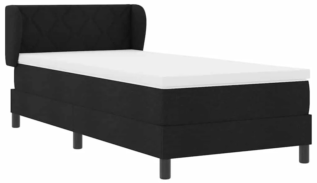 vidaXL Κρεβάτι box spring με στρώμα με στρώμα Μαύρο 90 x 190 cm ύφασμα