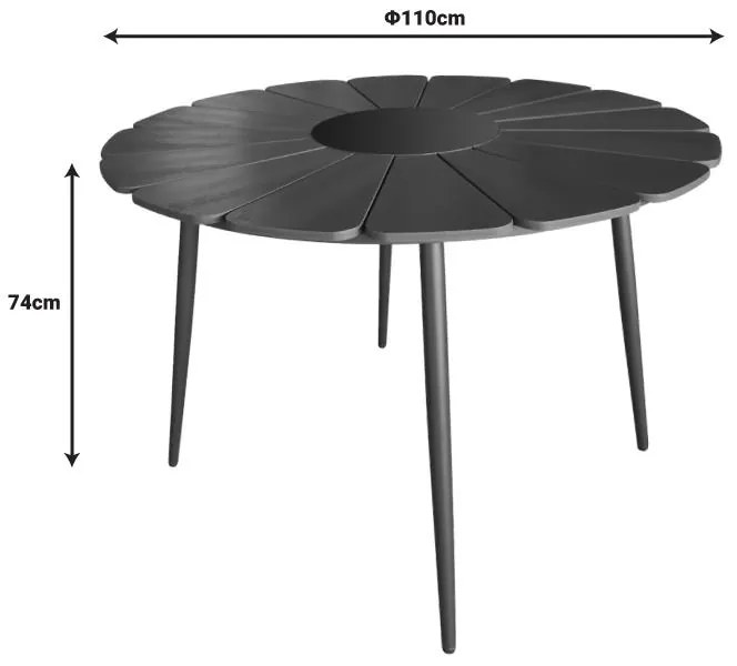 Τραπέζι Pinap Μαύρο Αλουμίνιο με Polywood Φ110x74εκ. 110x110x74 εκ.