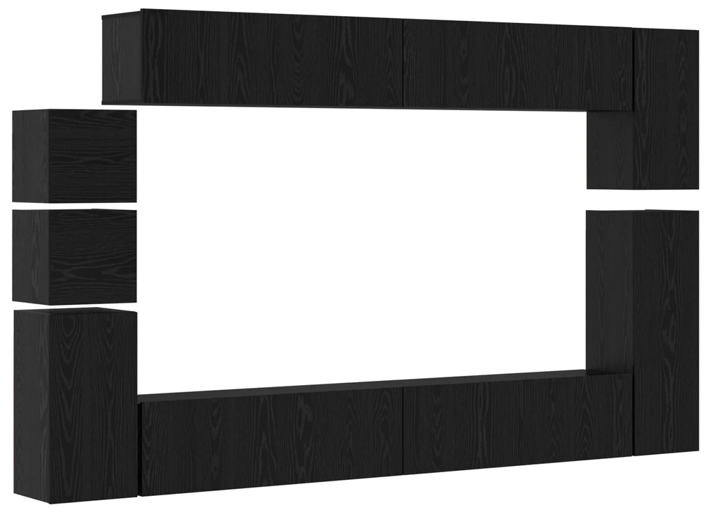 vidaXL Σετ επίπλου τηλεόρασης 9 pcs Μαύρη δρυς Επεξεργασμένο ξύλο