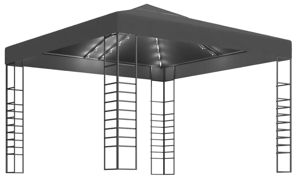 vidaXL Κιόσκι με Φωτάκια LED Ανθρακί 3 x 3 μ.