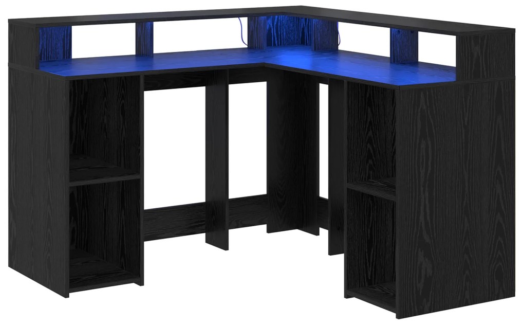 vidaXL Γραφείο Μαύρος Δρυς 130x130x91 εκ. Επεξεργασμένο Ξύλο