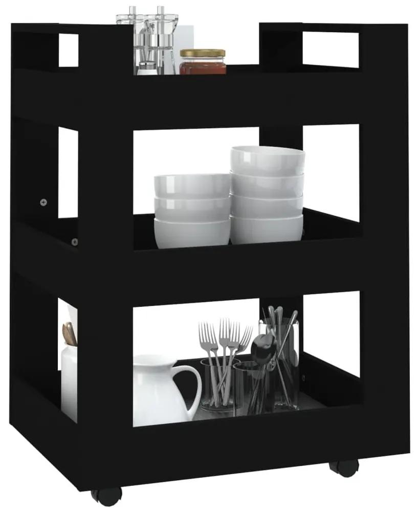 Τρόλεϊ Κουζίνας Μαύρο 60 x 45 x 80 εκ. από Επεξεργασμένο Ξύλο - Μαύρο