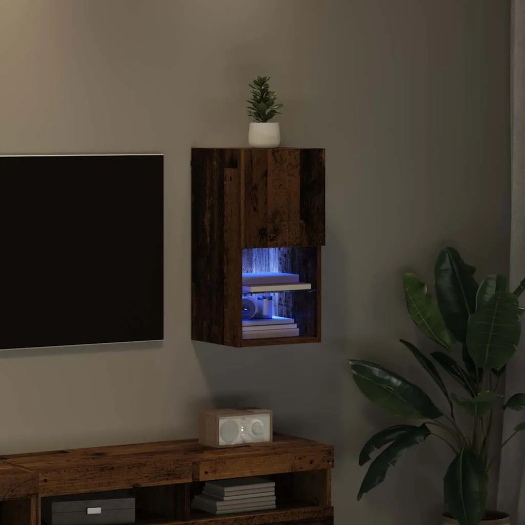 vidaXL Κρεμαστός θρανίο τηλεόρασης Παλιό Ξύλο 30,5 x 30 x 60 εκ.