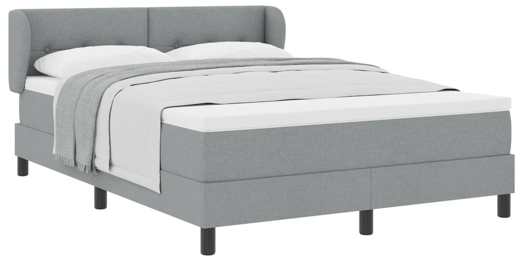 vidaXL Κρεβάτι Box Spring με Στρώμα Γκρί 140x200 εκ Υφάσμα