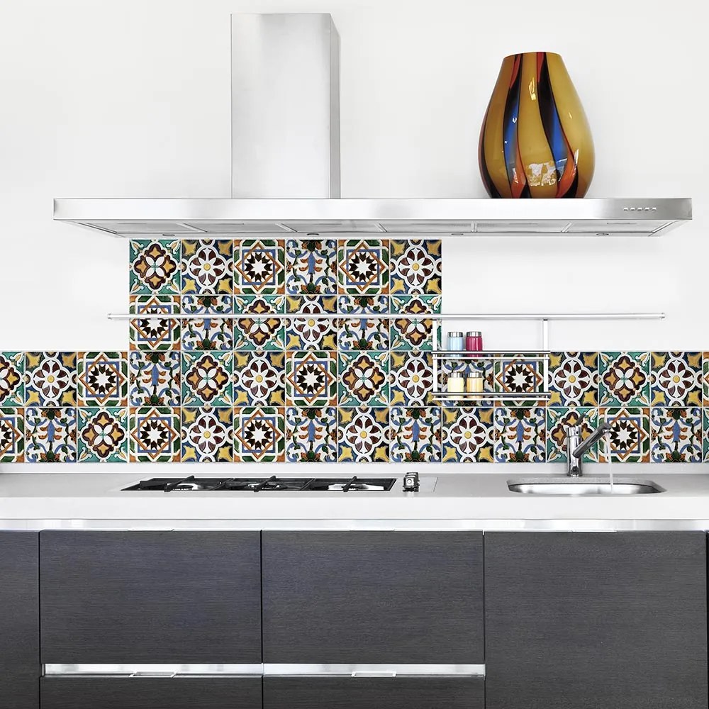 Μπορντούρα προστασίας τοίχων κουζίνας Green Tiles