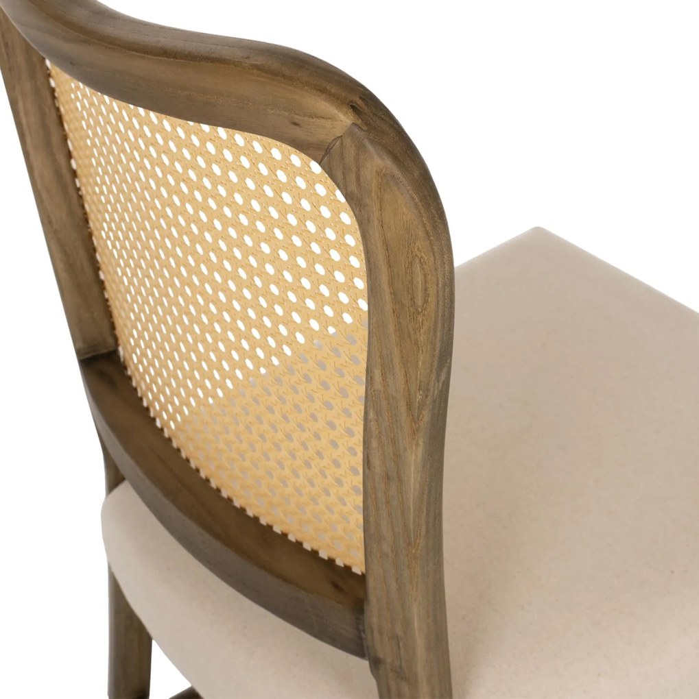 Καρέκλα C9406.04 Ξύλο Toon με Rattan και Ύφασμα 47x52x91,5Υεκ. 47x52x91.5 εκ.