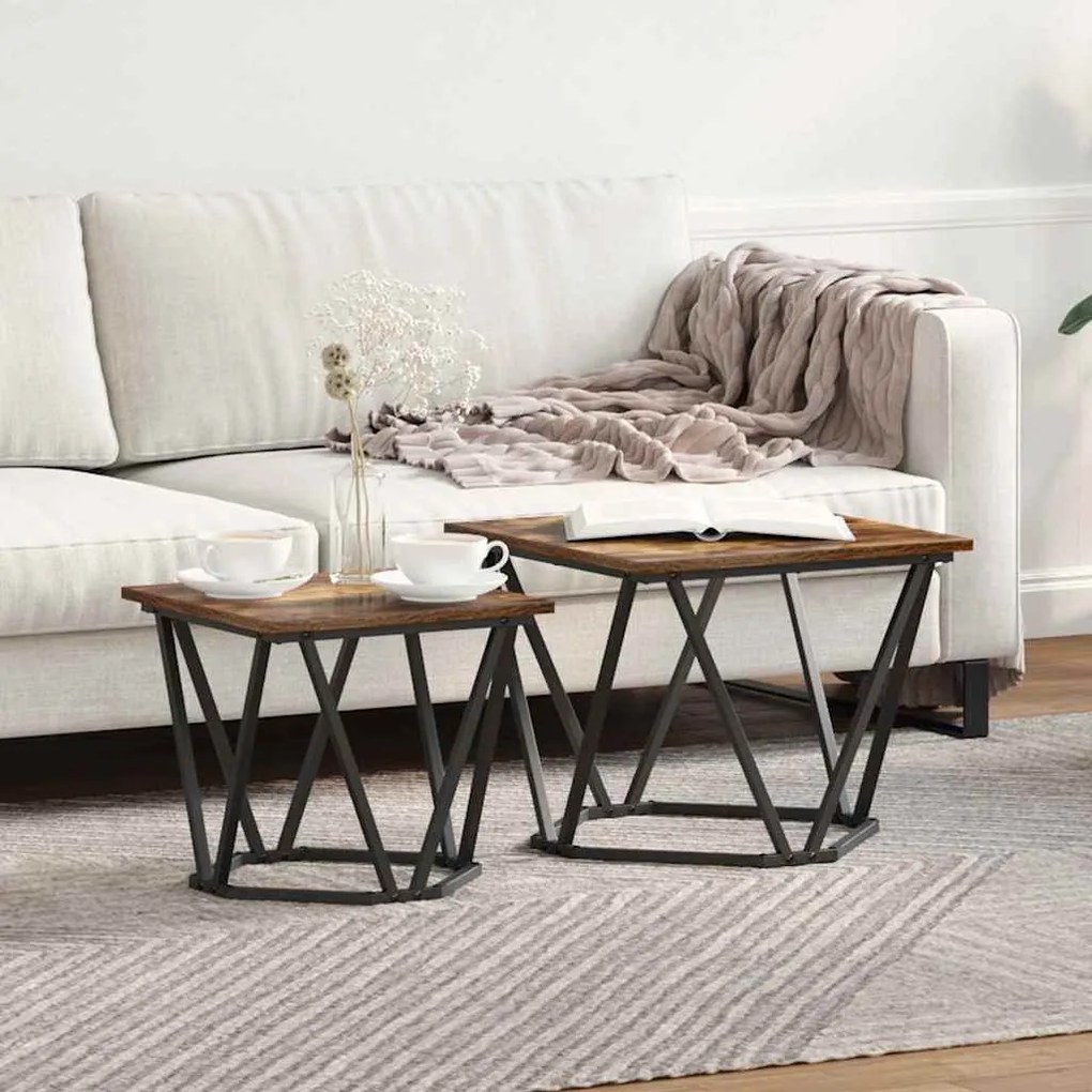 Σετ βοηθητικά τραπεζάκια 2 pcs Καπνιστό Δρύς