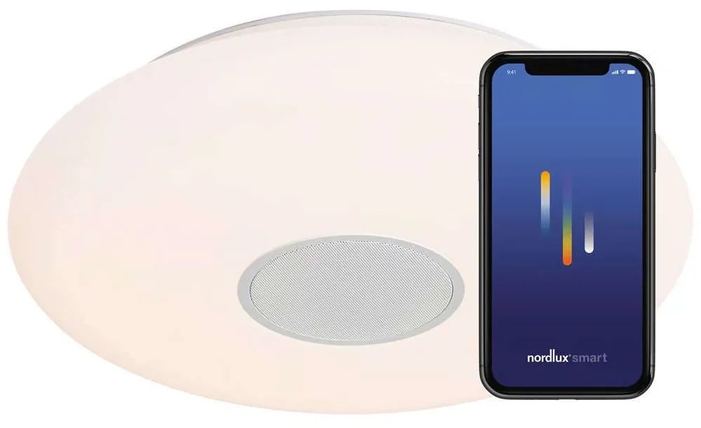 Φωτιστικό Οροφής - Πλαφονιέρα Με Ηχείο Smart Djay Smart 2110886101 Φ40x9cm Dim Led 2200lm 21W White Nordlux Plastic