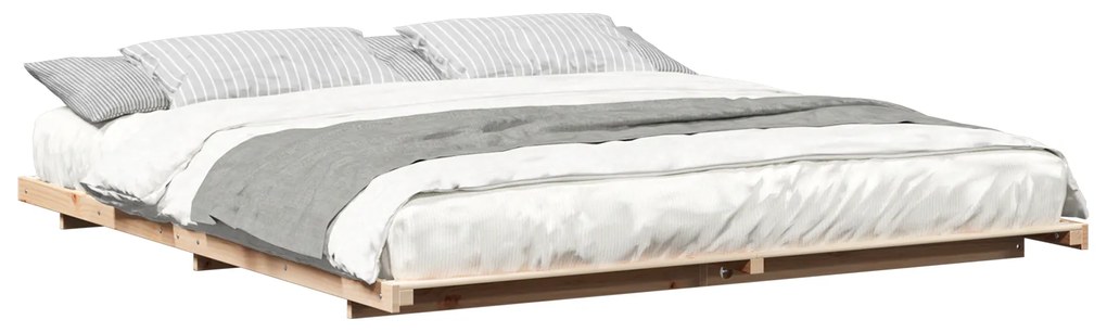 vidaXL Κρεβάτι δαπέδου Καφέ 200 x 200 cm Μασίφ ξύλο πεύκου