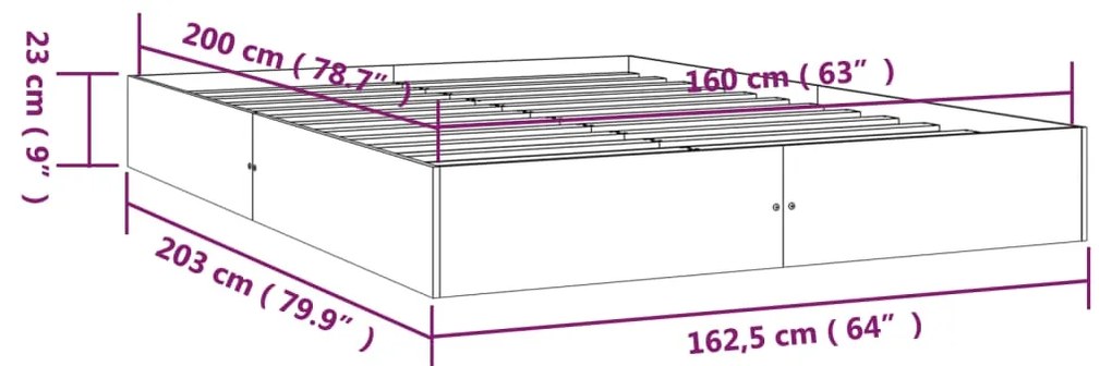 Πλαίσιο Κρεβατιού Λευκό 160 x 200 εκ. από Μασίφ Ξύλο - Λευκό