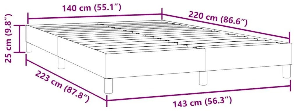 Box Spring Κρεβάτι χωρίς στρώμα Σκούρο γκρι 140x220cm Βελούδινο - Γκρι