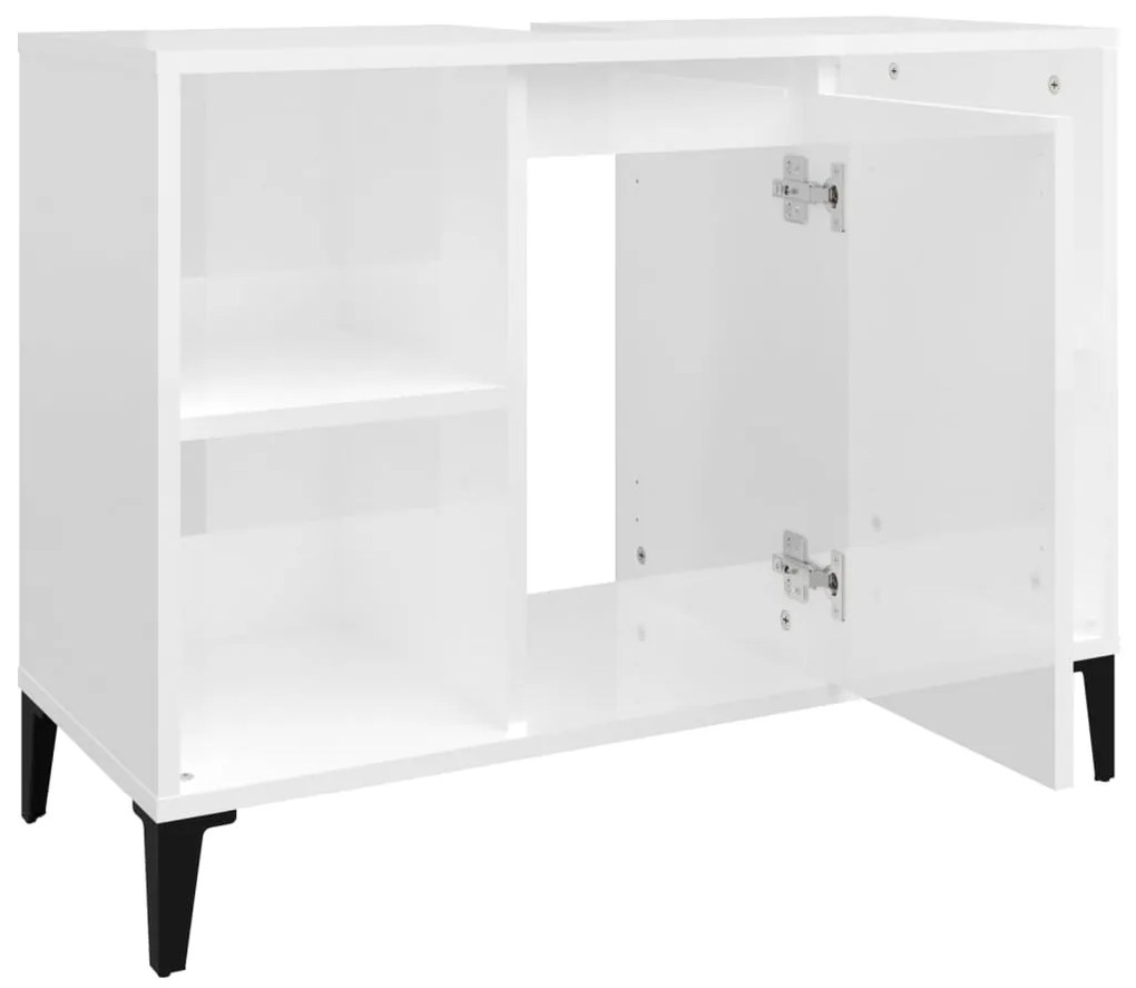 vidaXL Ντουλάπι Νιπτήρα Γυαλ. Λευκό 80x33x60 εκ. Επεξεργασμένο Ξύλο