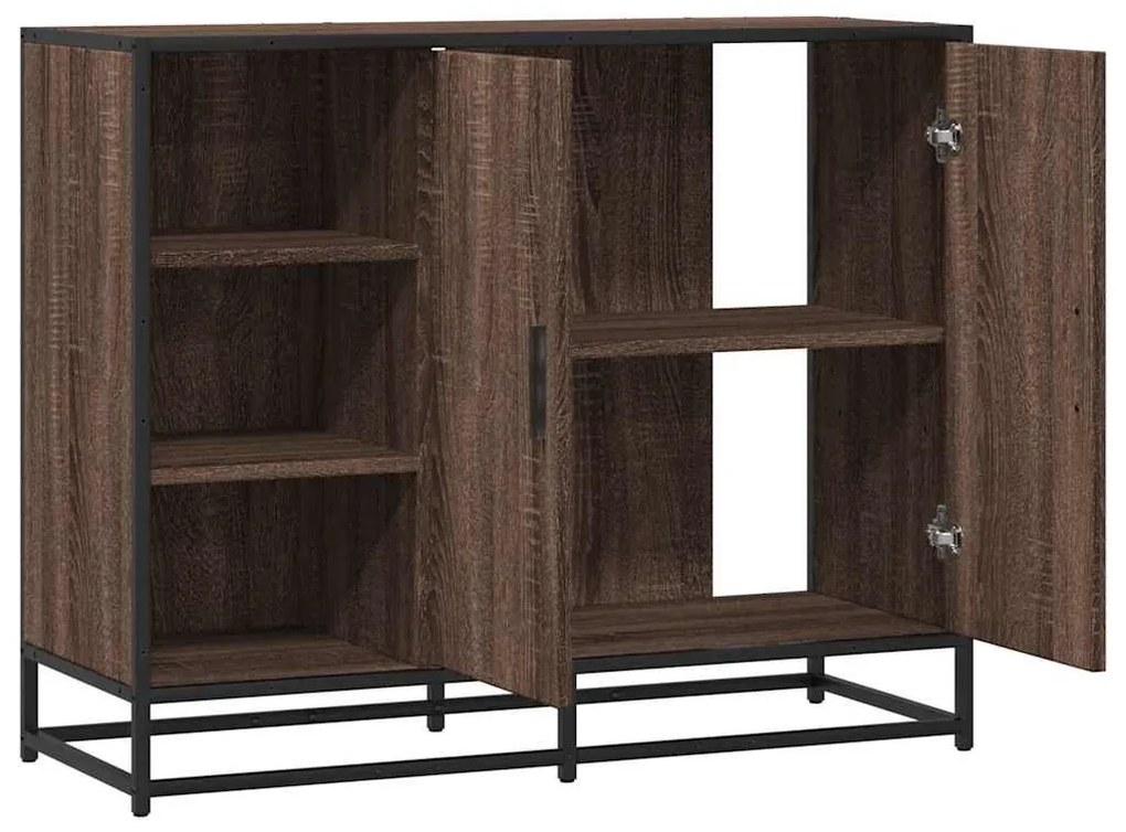 Sideboard καφέ δρυς 92x35x76 cm Ξύλινο μηχανουργικό ξύλο - Καφέ