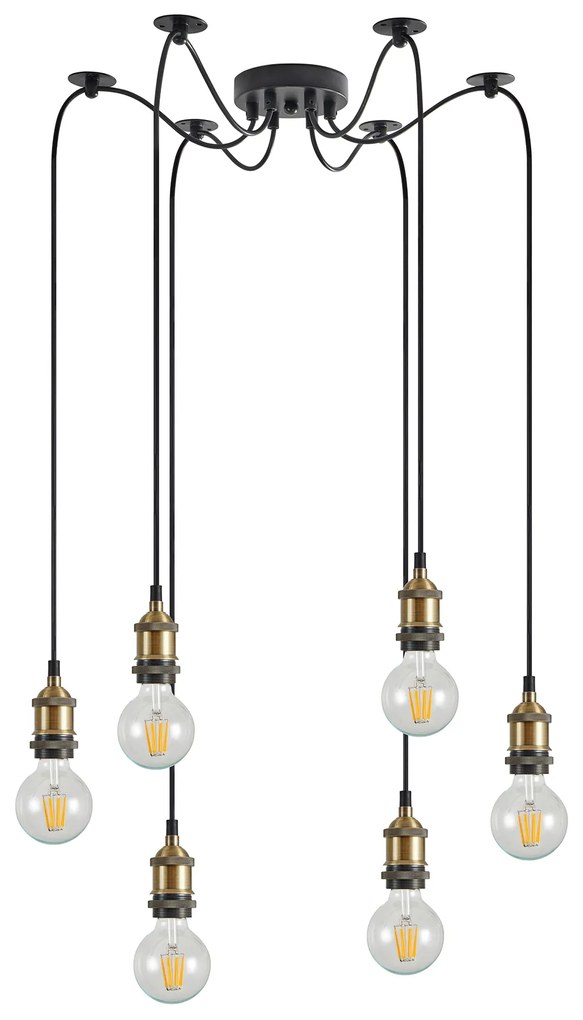 Φωτιστικό Οροφής  SE21-BR-10-BL6 MAGNUM Bronze Metal Pendant with Black Fabric Cable+ - 51W - 100W - 77-8689