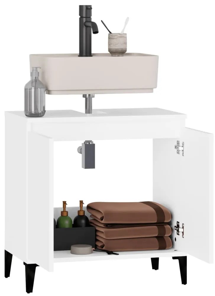 vidaXL Ντουλάπι Νιπτήρα Λευκό 58 x 33 x 60 εκ. από Επεξεργασμένο Ξύλο