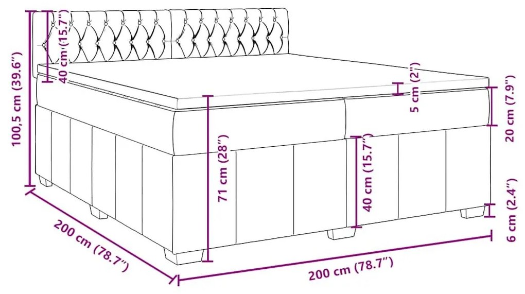 Κρεβάτι Boxspring με Στρώμα Taupe 200x200 εκ. Υφασμάτινο - Μπεζ-Γκρι