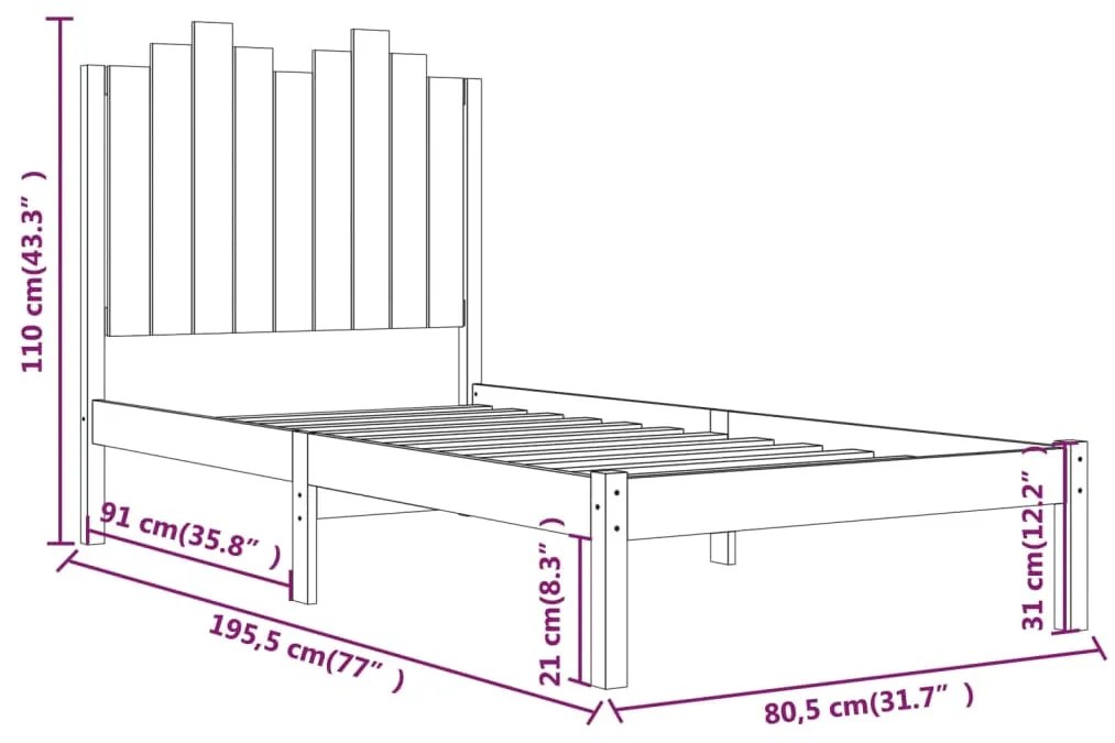 ΠΛΑΙΣΙΟ ΚΡΕΒΑΤΙΟΥ 75X190 ΕΚ. ΑΠΟ ΜΑΣΙΦ ΠΕΥΚΟ 2FT6 SMALL SINGLE 3103738