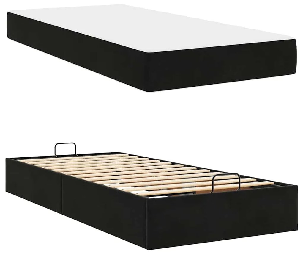 vidaXL Σκελετός κρεβατιού με στρώμα με στρώμα 2 pcs Μαύρο Βελούδο