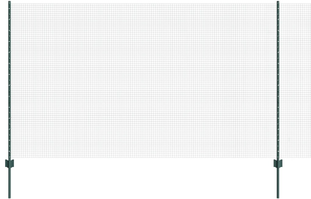 vidaXL Συρμάτινο Φράγμα με 5 Υποπόδια Πράσινο 1.4x10 μ Χάλυβας