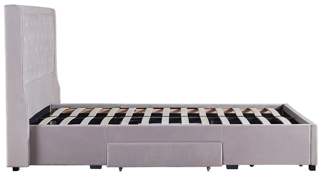 Κρεβάτι Διπλό ArteLibre ANNONA Ivory Βελούδο 217x175x117.5cm (Στρώμα 160x200cm)