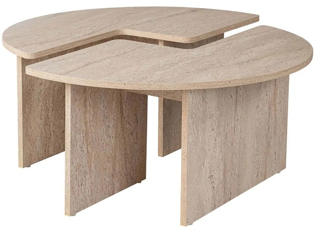 Τραπέζι Σαλονιού Moira 241NRD1348 Φ90x41cm Travertine Beige