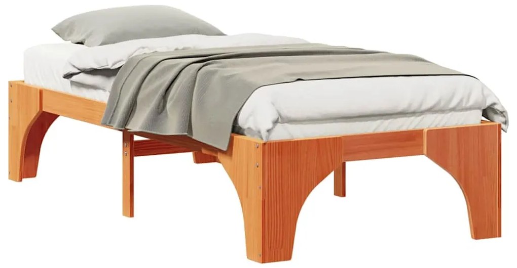 vidaXL Κρεβάτι δαπέδου Καφέ 80 x 200 cm Μασίφ ξύλο πεύκου
