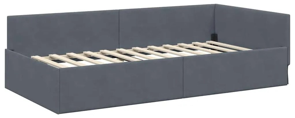 vidaXL Κρεβάτι γωνίας με στρώμα Άλλο με κεφαλάρι 2 pcs Γκρι Βελούδο