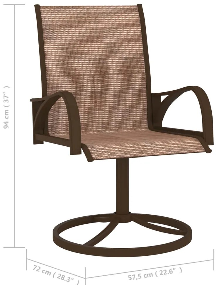 vidaXL Καρέκλες Κήπου Περιστρεφόμενες 2 τεμ. Καφέ από Ατσάλι/Textilene