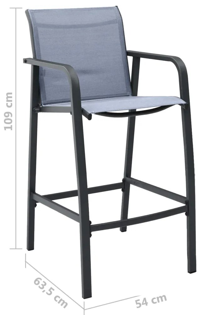 vidaXL Καρέκλες Μπαρ Κήπου 2 τεμ. Γκρι από Textilene