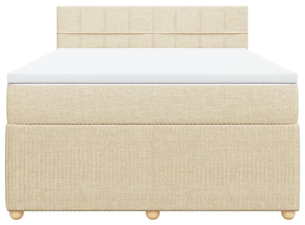 vidaXL Κρεβάτι Boxspring με Στρώμα Κρεμ 160x200 εκ. Υφασμάτινο