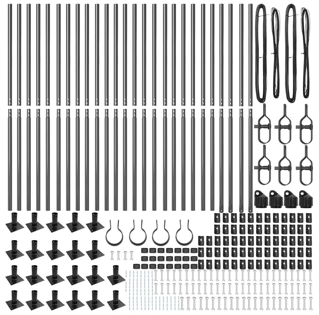 vidaXL Στύλος Περιφράξεων 26 pcs Ασημί Μέγεθος: 3.2 x 3.2 x 83.5 εκ.