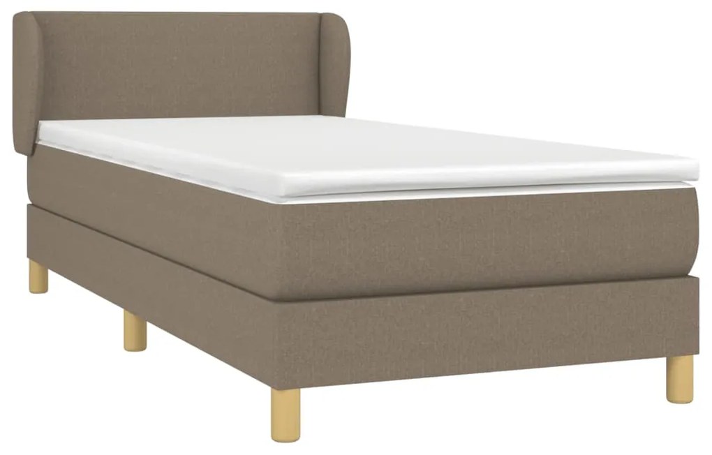 Κρεβάτι Boxspring με Στρώμα Taupe 100 x 200 εκ. Υφασμάτινο - Μπεζ-Γκρι