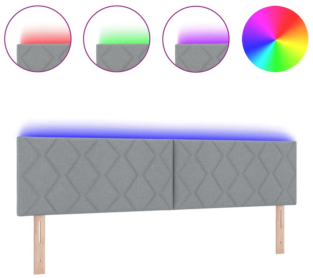 vidaXL Κεφαλάρι LED Σχέδιο Διαμαντιών Ανοιχτό Γκρι 180 εκ. Υφασμάτινο