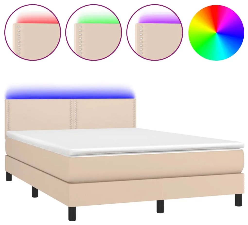 ΚΡΕΒΑΤΙ BOXSPRING ΣΤΡΩΜΑ&amp;LED ΚΑΠΟΥΤΣΙΝΟ 140X200 ΕΚ. ΣΥΝΘ. ΔΕΡΜΑ 3134170