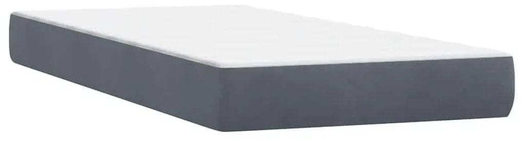 Box Spring Κρεβάτι με στρώμα Σκούρο γκρι 80x210 εκ. Βελούδινο - Γκρι