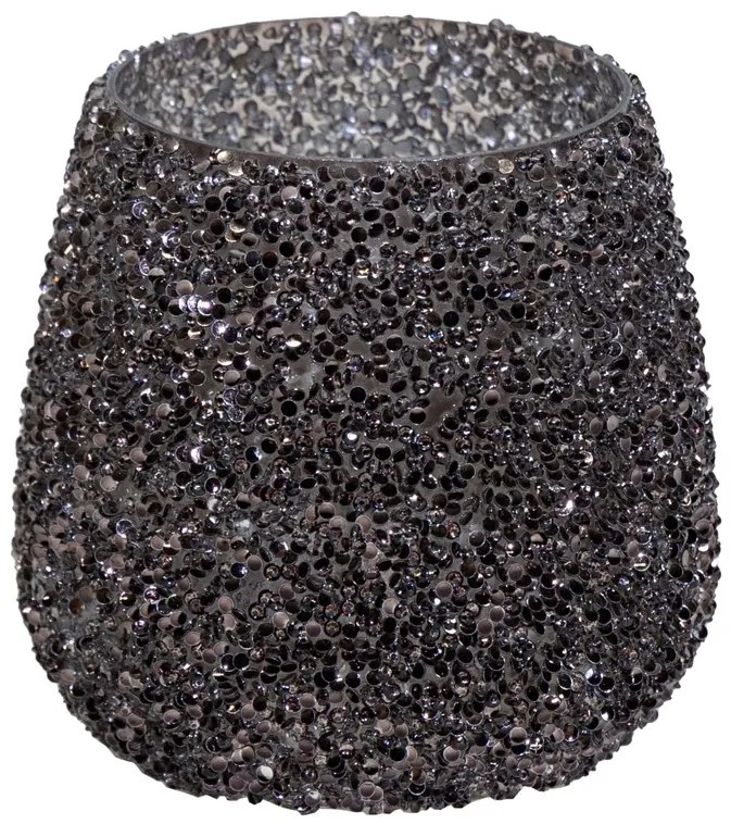 Κηροπήγιο Γυάλινο 9,5x9εκ. Strass Black Art Et Lumiere 30544