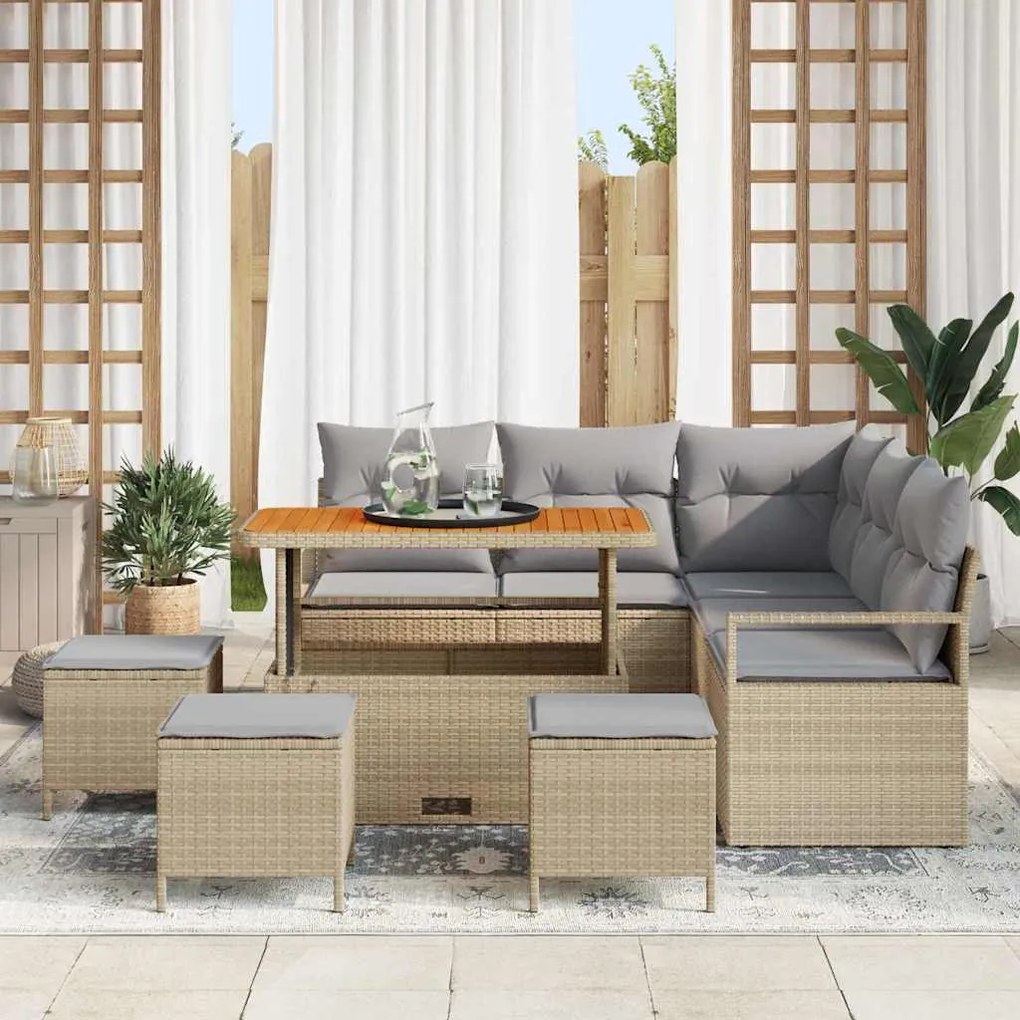 vidaXL Σετ Καναπέ Κήπου 9 pcs Μπεζ, Ανοιχτό Γκρι 110 x 55 x 71 εκ