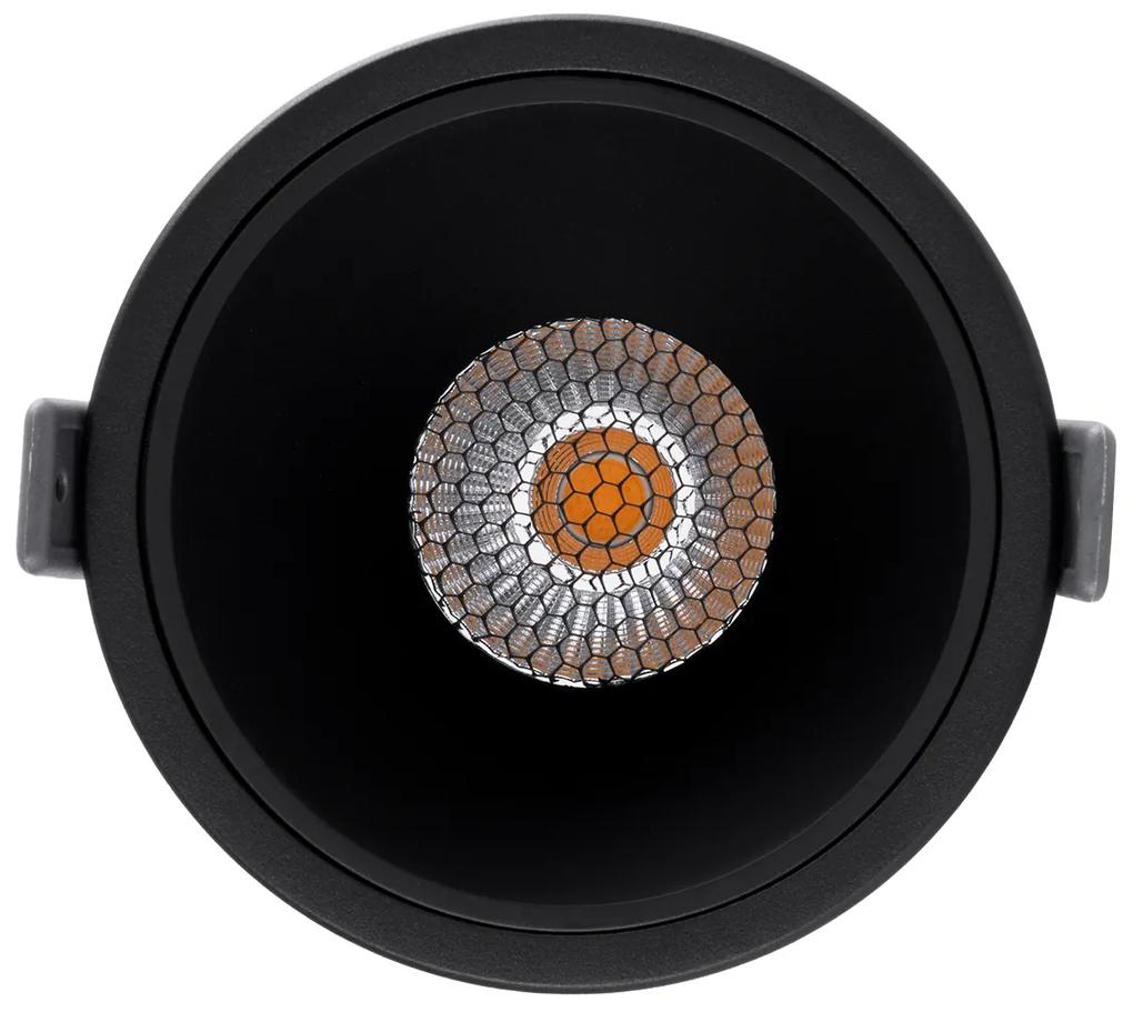 GloboStar PLUTO-B 60263 Χωνευτό LED Spot Downlight TrimLess Φ10.4cm 15W 1875lm 38° AC 220-240V IP20 Φ10.4 x Υ6.5cm - Στρόγγυλο - Μαύρο &amp; Anti-Glare HoneyComb - Θερμό Λευκό 2700K - Bridgelux COB - 5 Years Warranty