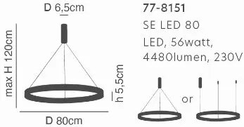 Γραμμικό Φωτιστικό SE LED 80 AMAYA PENDANT COPPER Δ5 - 51W - 100W - 77-8151