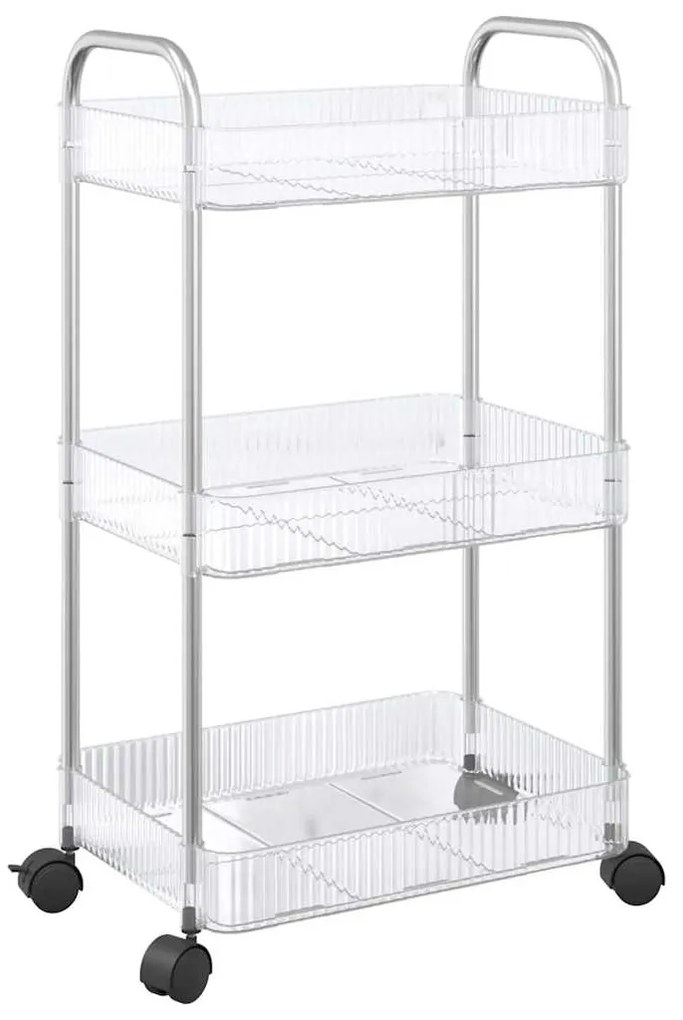 vidaXL Καρότσι αποθήκευσης 3 Επίπεδα Διαφανές 37x28x68 εκ. Ακρυλικό