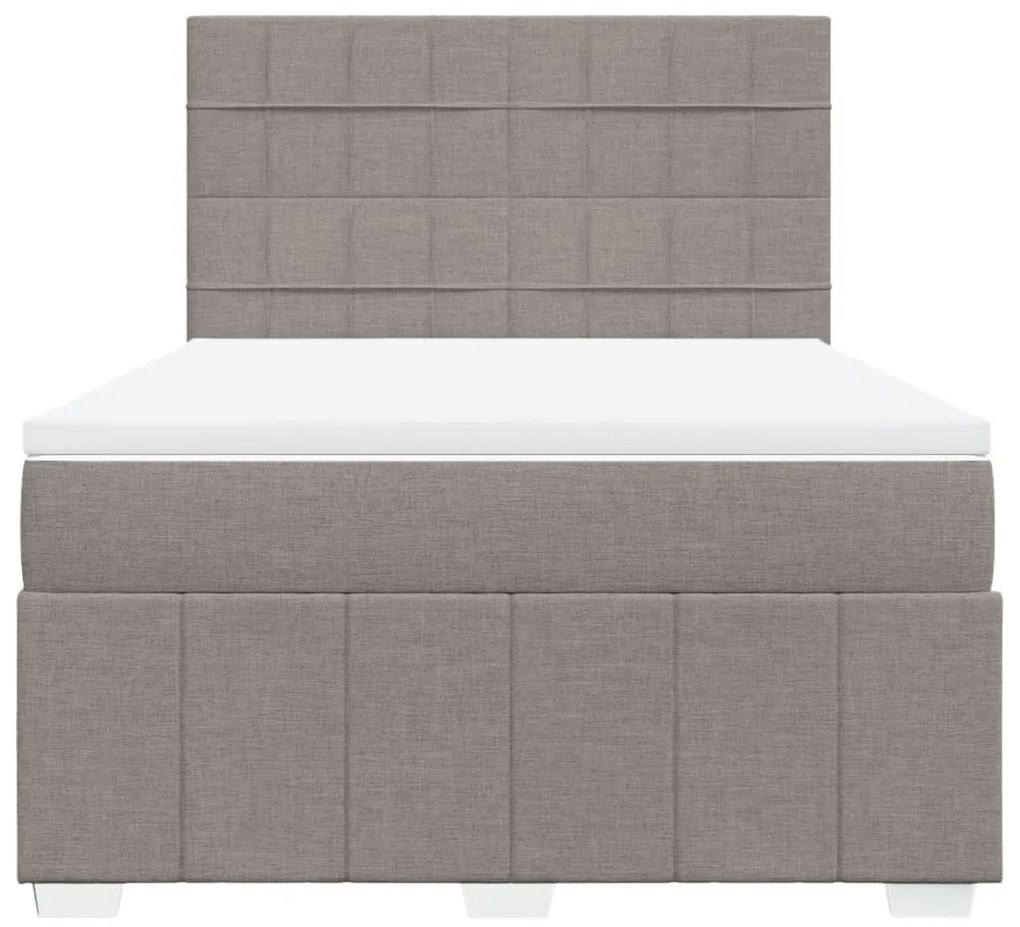 vidaXL Κρεβάτι Boxspring με Στρώμα Taupe 140x200 εκ. Υφασμάτινο