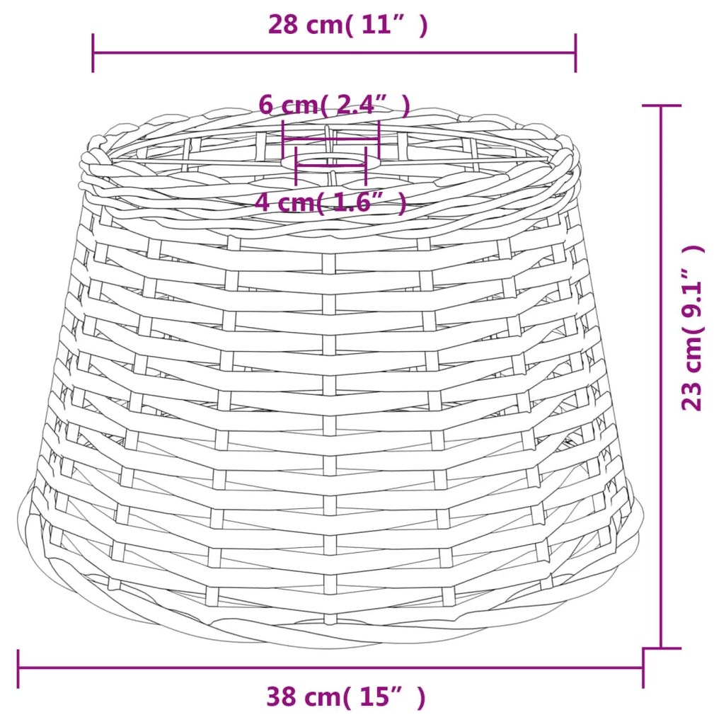 vidaXL Καπέλο Φωτιστικού Οροφής Λευκό Ø 38 x 23 εκ. Ψάθινο