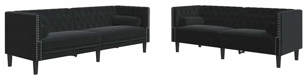 vidaXL Σετ Καναπέ 2 pcs Μαύρο Βελούδο