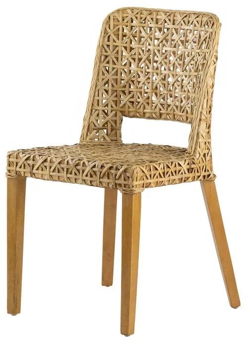Artekko Artekko Rattan Ξύλινη Καρέκλα με Ρατάν σε Φυσική Απόχρωση (52x46x85)cm 48391