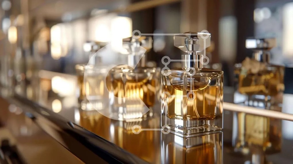 Intra Συλλεκτικό Ξύλινο Παζλ Plywood  4mm - Μπουκάλια αρωμάτων σε γυάλινο πάγκο Σε Ξύλινο Κουτί - Διαστάσεις Puzzle: 10x10 cm – 25 κομμάτια