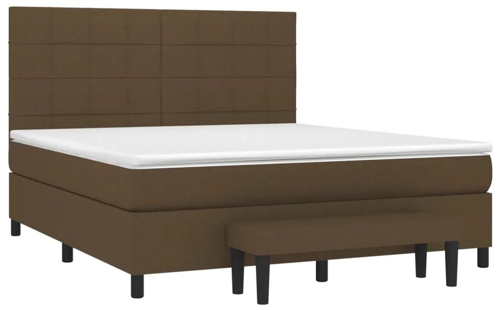 vidaXL Κρεβάτι Boxspring με Στρώμα Σκούρο Καφέ 180x200 εκ Υφασμάτινο