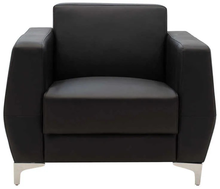 Πολυθρόνα Dermis pakoworld inox-τεχνόδερμα μαύρο 88x75x75εκ
