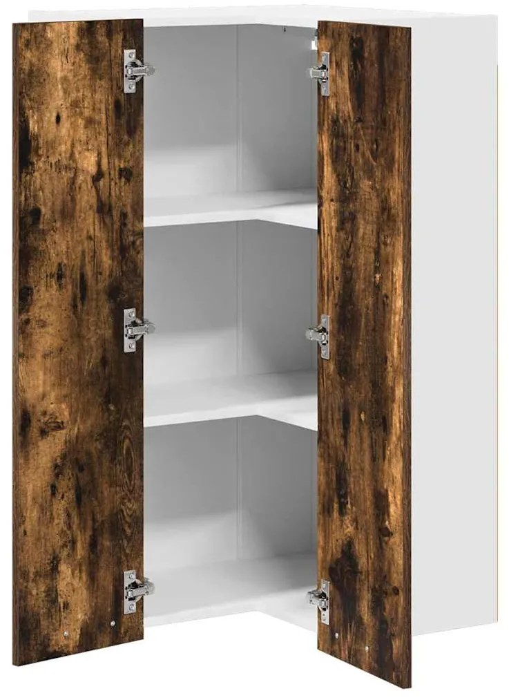 vidaXL Κρεμαστό ντουλάπι Καπνιστός Δρυς και Λευκό 57 x 57 x 100 εκ.